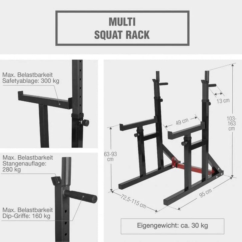 Squat Rack Verstellbar in Höhe Und Breite Inkl, Langhantel Set