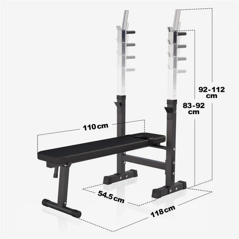 Hantelbank Mit Ablage Inkl, Langhantel Set Kunststoff 38/70/100 Kg