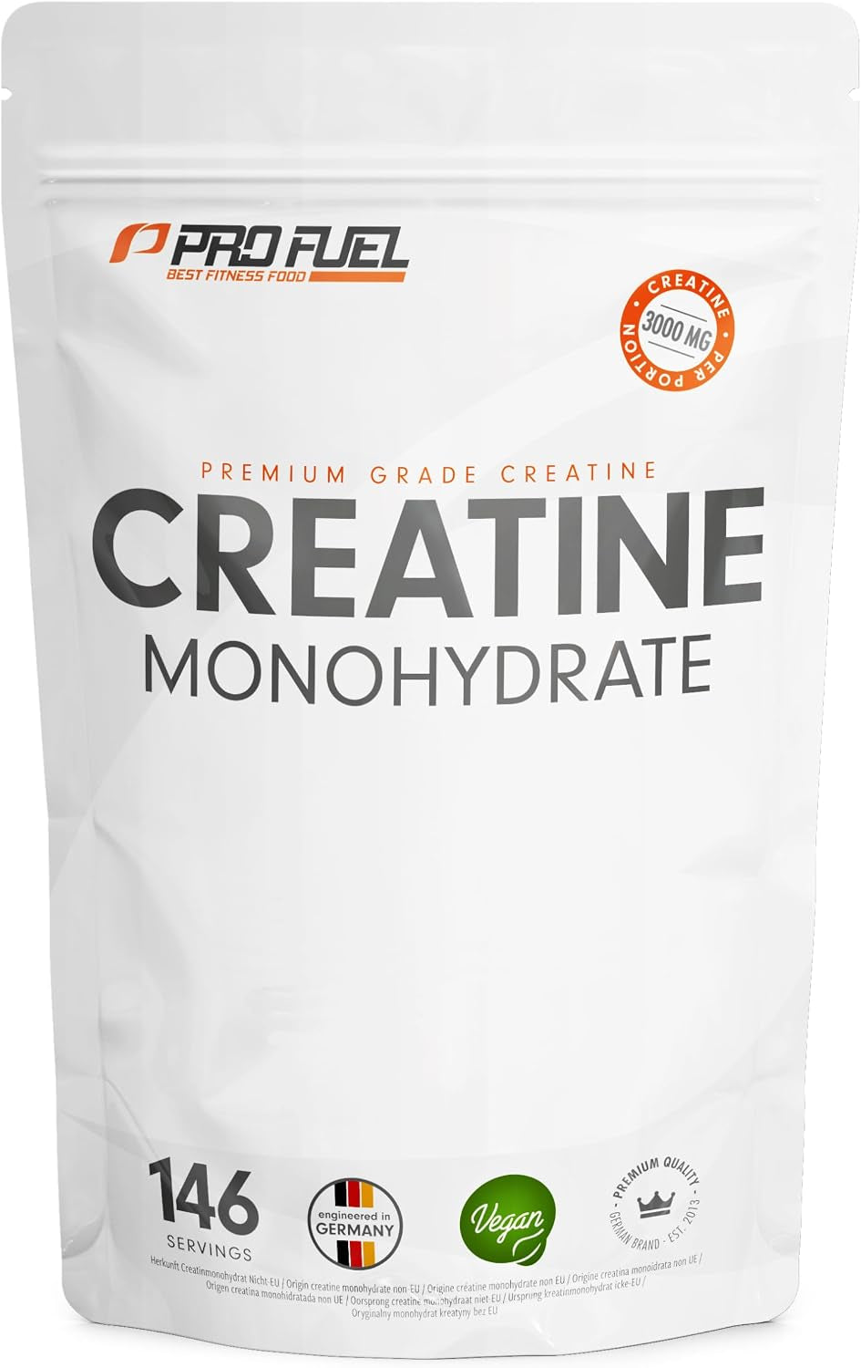 Premium Creatin Monohydrat Pulver 500G - Hochdosiertes, Laborgeprüftes Kreatin für Maximale Leistung - 100% Vegan und Optimal Löslich für 146 Anwendungen