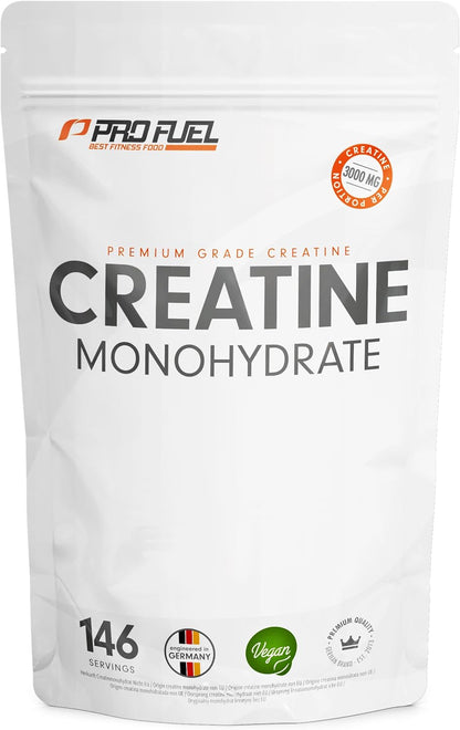 Premium Creatin Monohydrat Pulver 500G - Hochdosiertes, Laborgeprüftes Kreatin für Maximale Leistung - 100% Vegan und Optimal Löslich für 146 Anwendungen