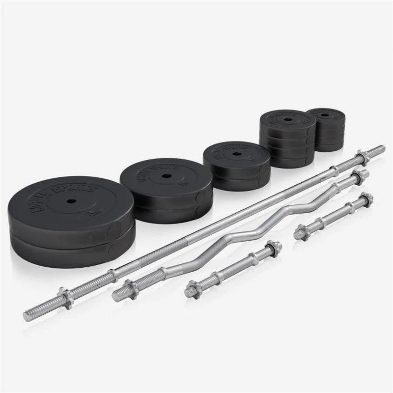 Hantelbank Mit Ablage Inkl, Langhantel Set Kunststoff 38/70/100 Kg
