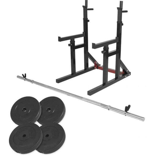 Squat Rack Verstellbar in Höhe Und Breite Inkl, Langhantel Set