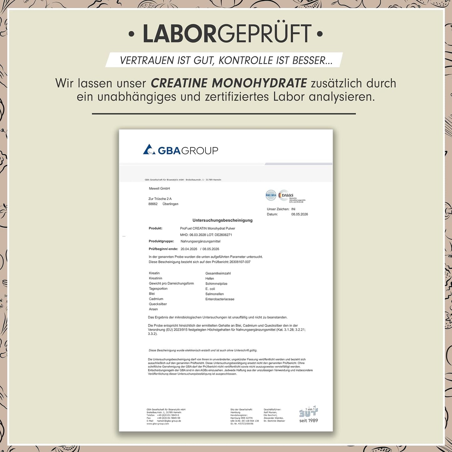 Premium Creatin Monohydrat Pulver 500G - Hochdosiertes, Laborgeprüftes Kreatin für Maximale Leistung - 100% Vegan und Optimal Löslich für 146 Anwendungen