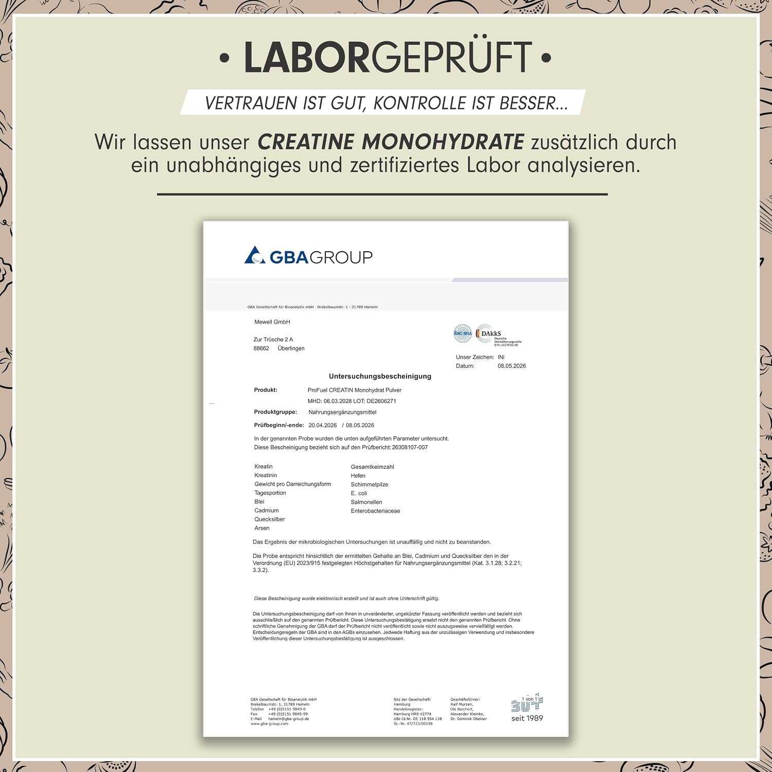 Premium Creatin Monohydrat Pulver 500G - Hochdosiertes, Laborgeprüftes Kreatin für Maximale Leistung - 100% Vegan und Optimal Löslich für 146 Anwendungen