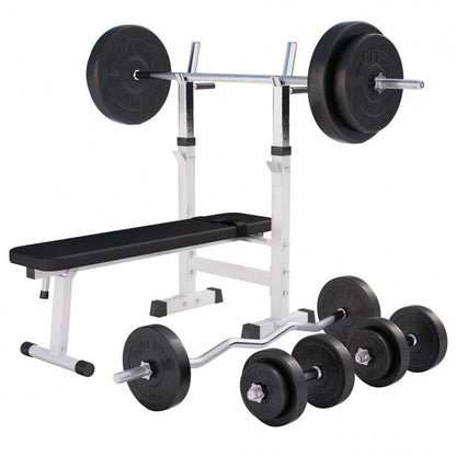 Hantelbank Mit Ablage Inkl, Langhantel Set Kunststoff 38/70/100 Kg