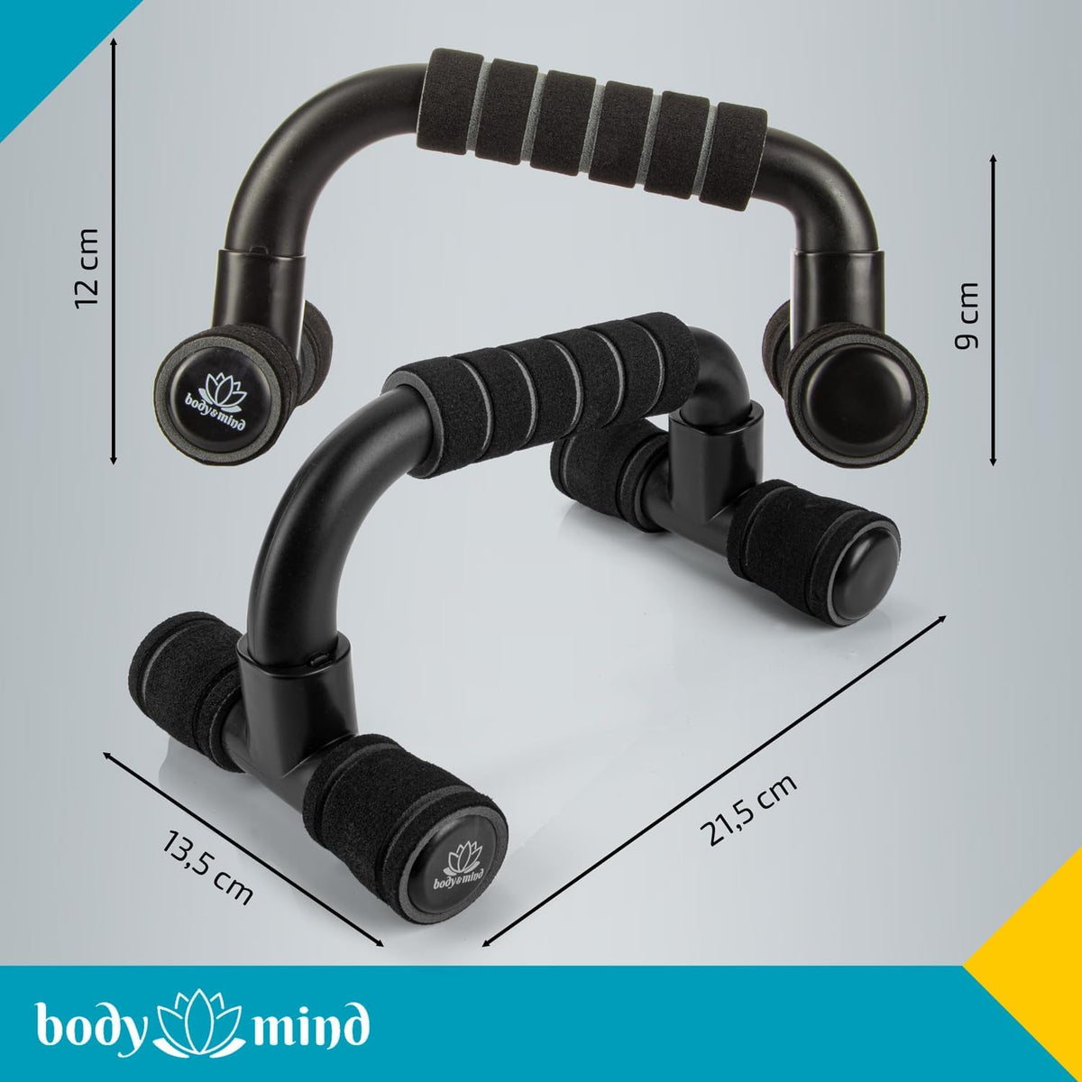 Body &amp; Mind Push-Up Griffe: Kompakte Trainingshilfe für effektives Ganzkörper-Workout und schmerzfreies Liegestützen mit gratis E-Book