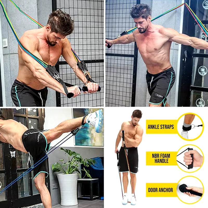 Ultimate Resistance Bands Set for Total Body Workouts - Includes Door Anchor and Ankle Straps for Enhanced Strength Training and Physical Therapy