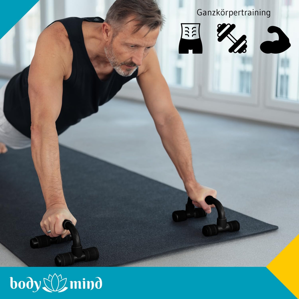 Body &amp; Mind Push-Up Griffe: Kompakte Trainingshilfe für effektives Ganzkörper-Workout und schmerzfreies Liegestützen mit gratis E-Book