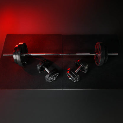 Langhantel Set Gripper Kunststoff 60 - 130 Kg Mit Sternverschlüssen