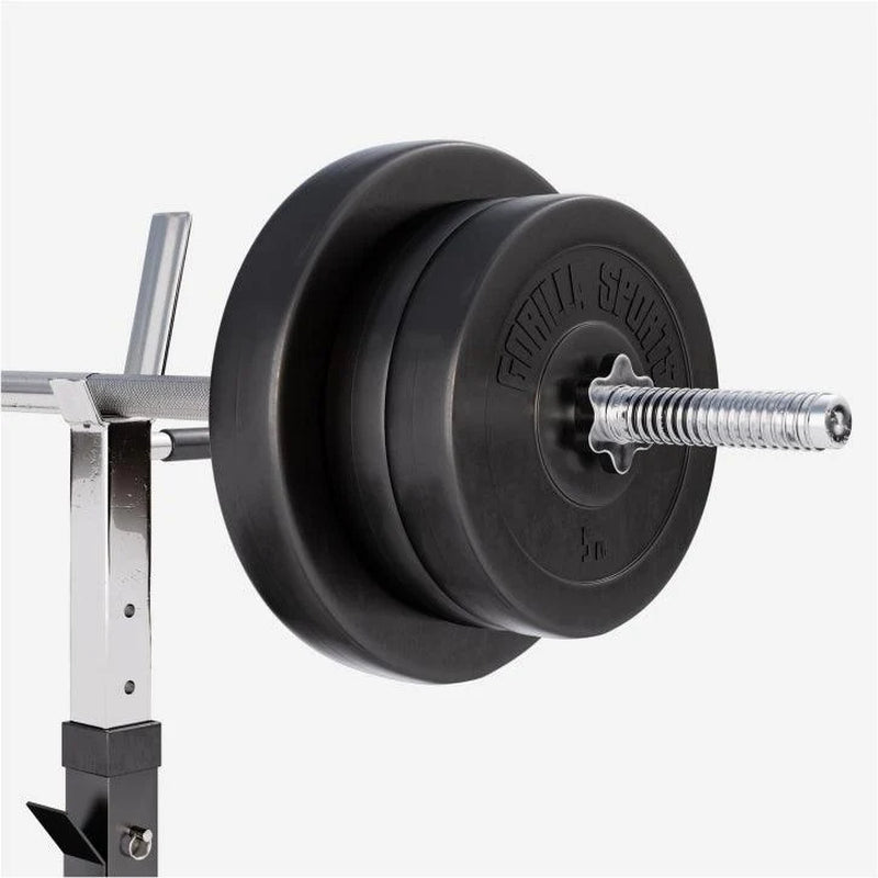 Hantelbank Mit Ablage Inkl, Langhantel Set Kunststoff 38/70/100 Kg