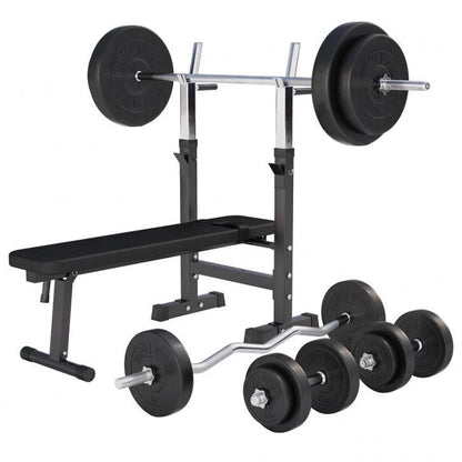 Hantelbank Mit Ablage Inkl, Langhantel Set Kunststoff 38/70/100 Kg