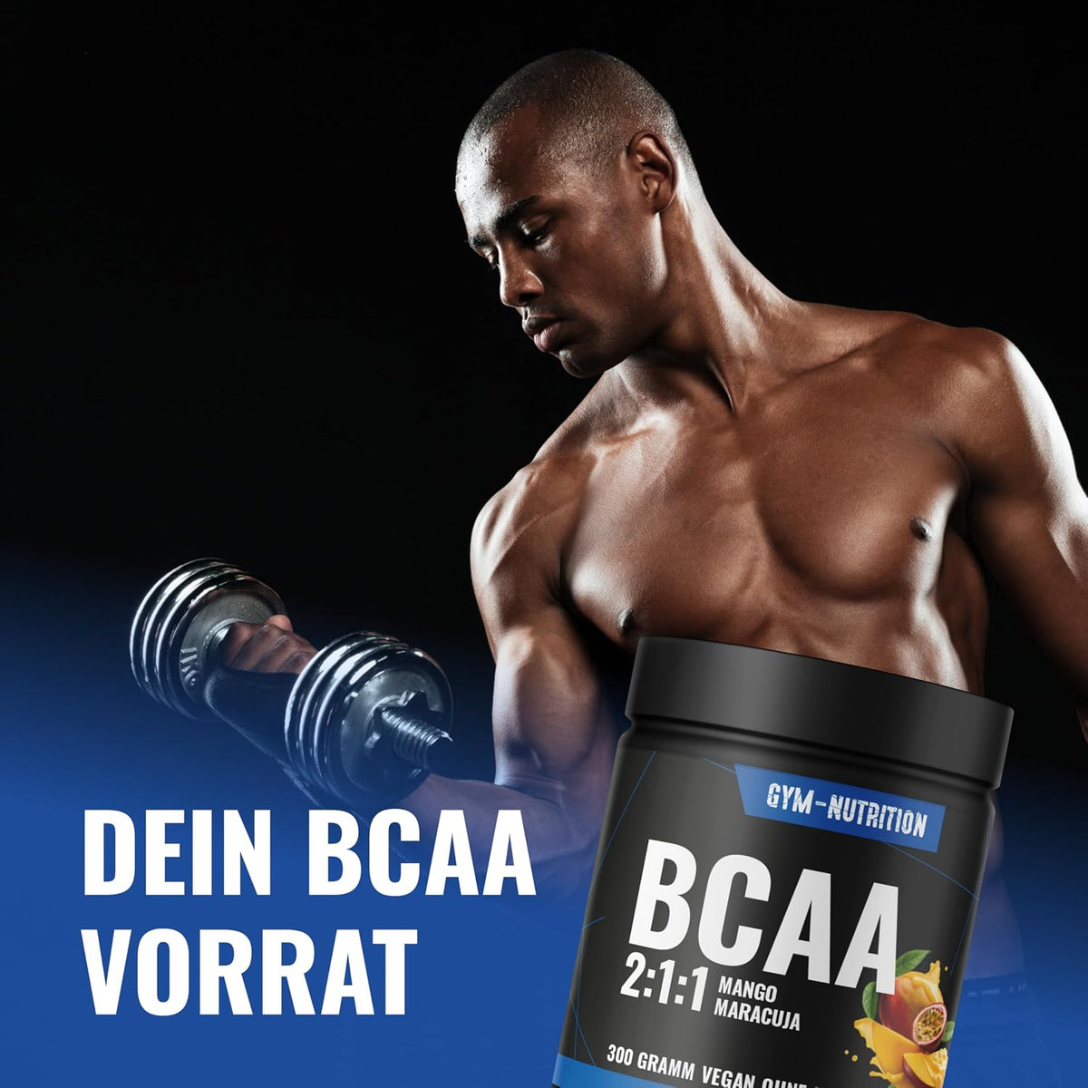 Entdecke unser hochdosiertes BCAA Pulver mit 13.000 mg pro Portion - Mango-Maracuja Geschmack | Vegan und perfekt für dein Training!