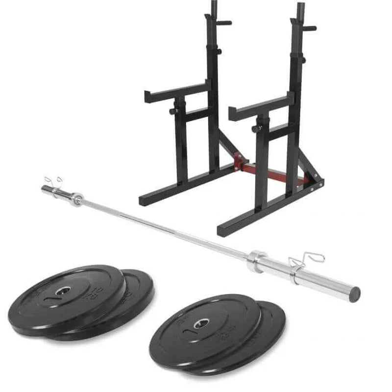 Squat Rack Verstellbar in Höhe Und Breite Inkl, Langhantel Set