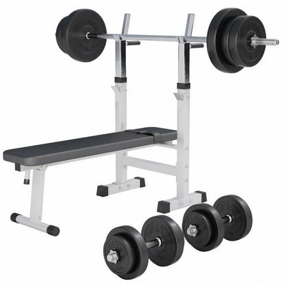 Hantelbank Mit Ablage Inkl, Langhantel Set Kunststoff 38/70/100 Kg