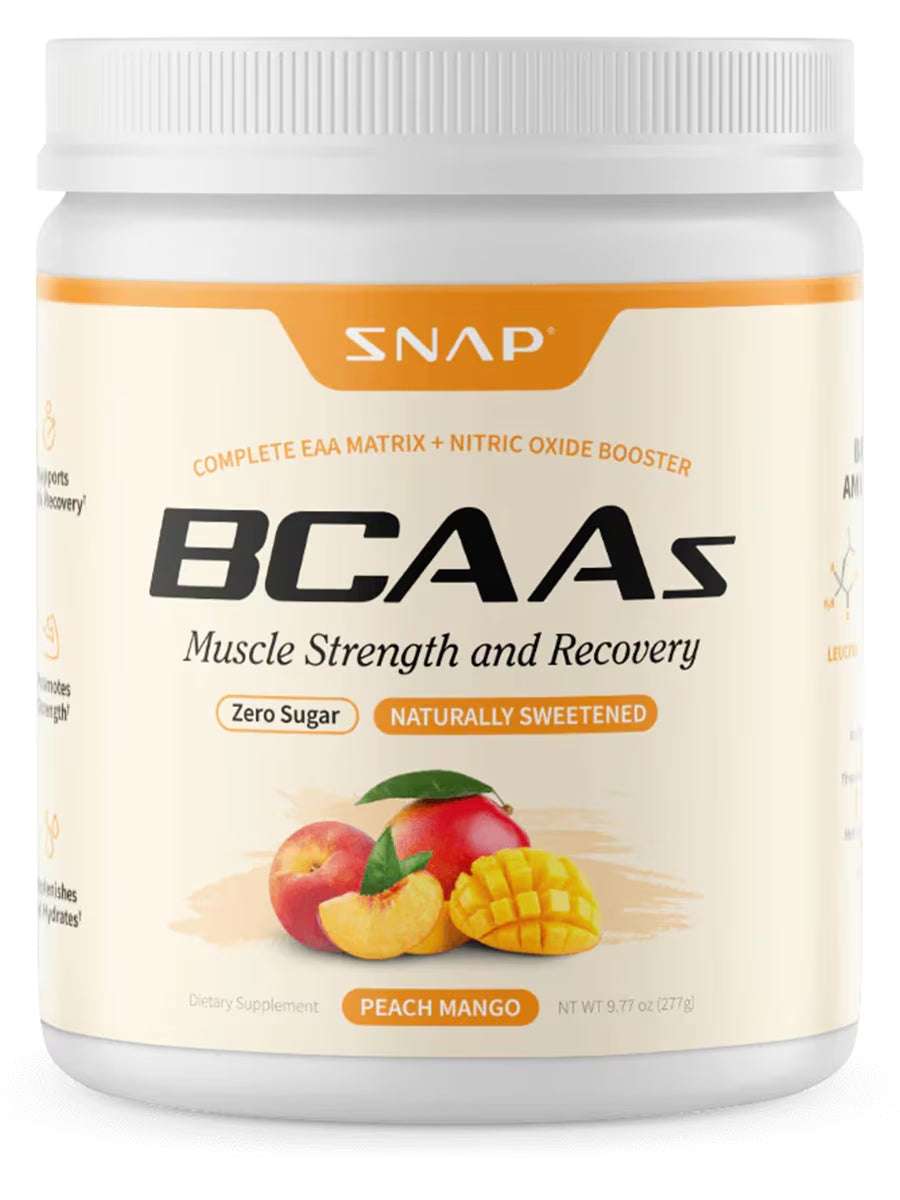 Bcaas Powder - Muscle Strength & Recovery, Peach Mango Flavor - 9.77 Oz (227 Grams)