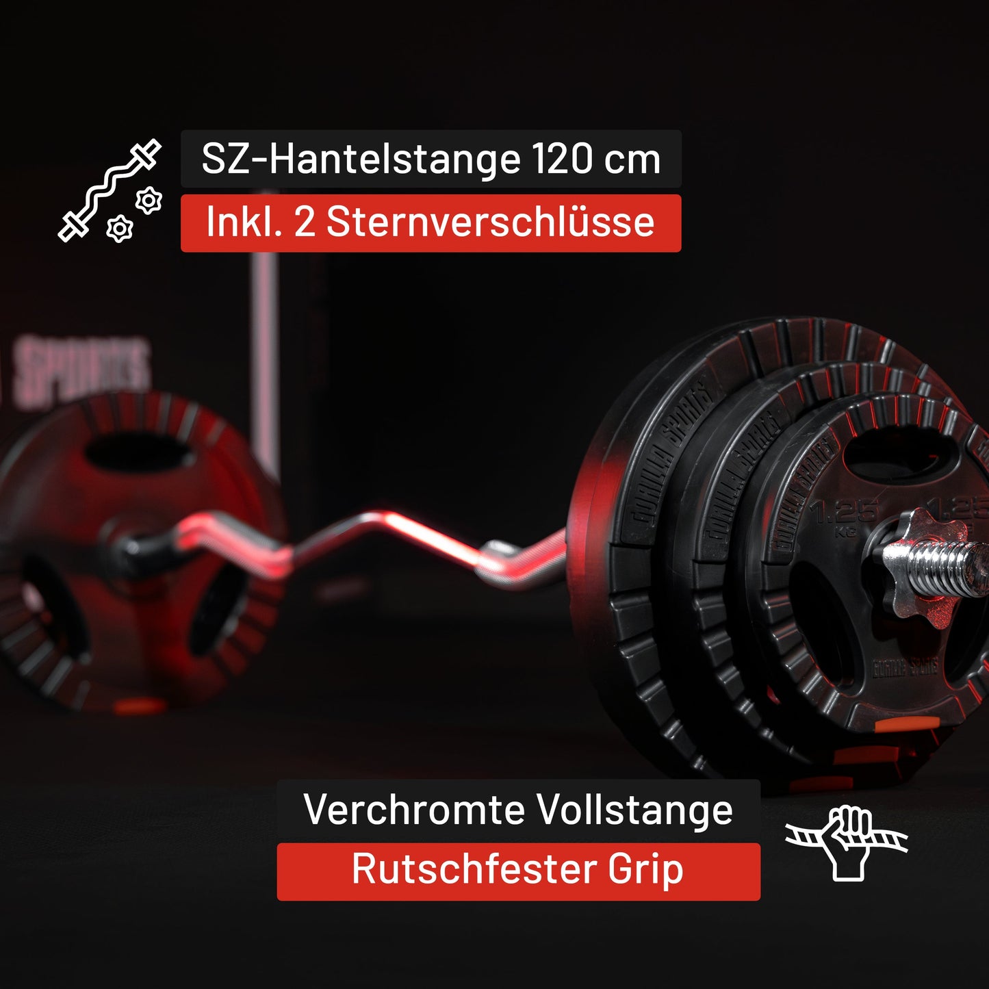 Sz-Hantelstange 120 Cm Mit Sternverschlüssen