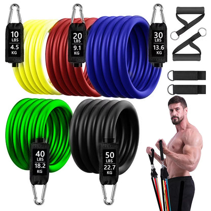 Ultimate Resistance Bands Set for Total Body Workouts - Includes Door Anchor and Ankle Straps for Enhanced Strength Training and Physical Therapy