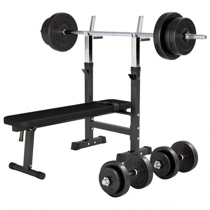 Hantelbank Mit Ablage Inkl, Langhantel Set Kunststoff 38/70/100 Kg