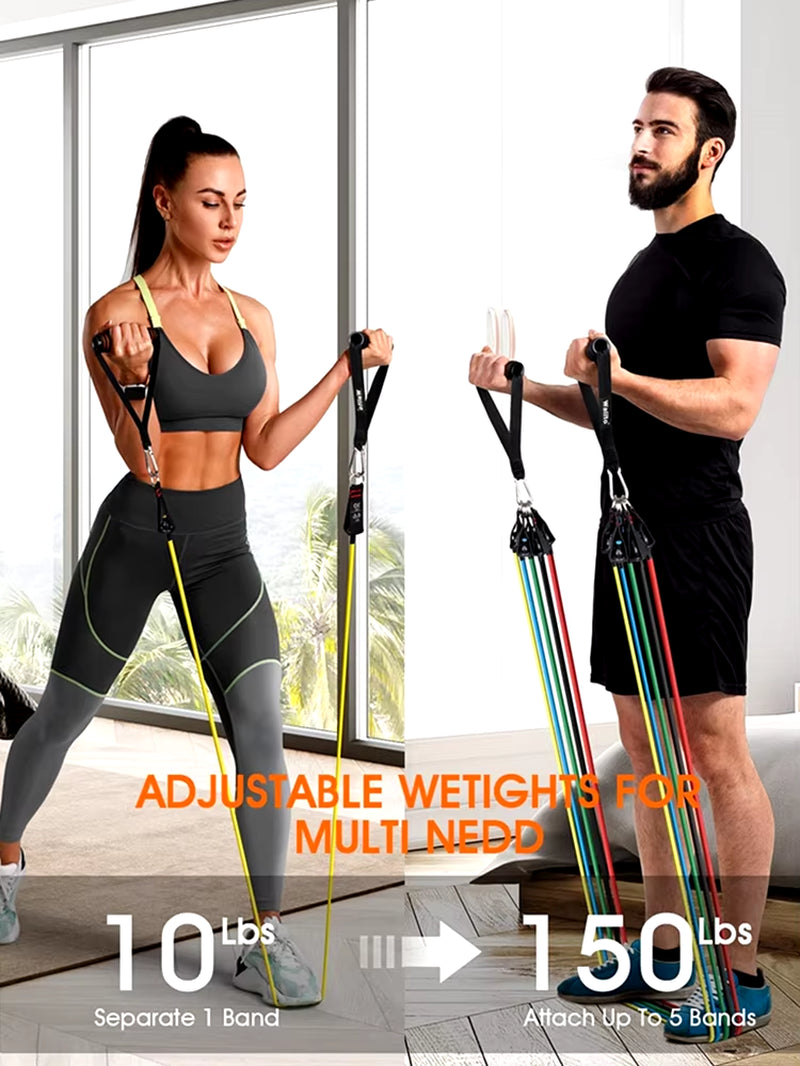 Ultimate Resistance Bands Set for Total Body Workouts - Includes Door Anchor and Ankle Straps for Enhanced Strength Training and Physical Therapy